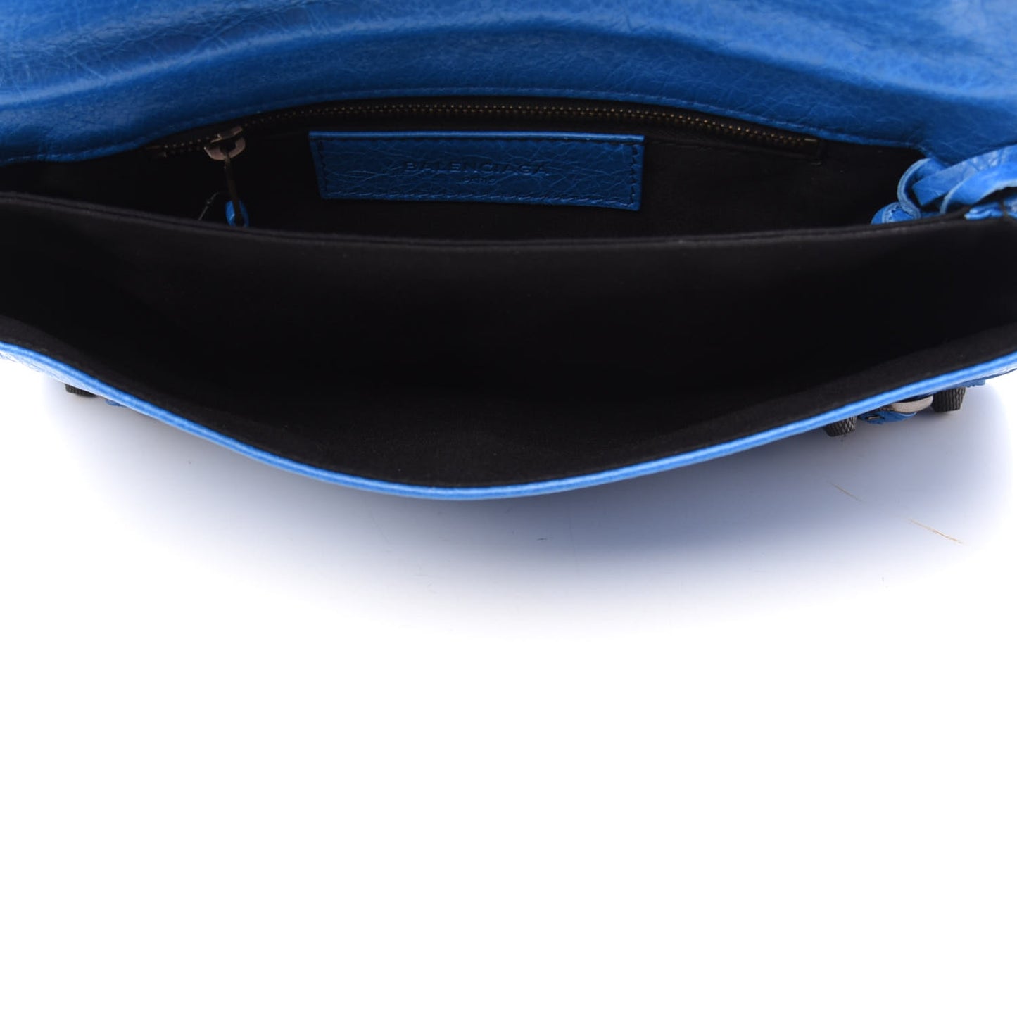 Agneau Giant 12 Gold Hardware Envelope Strap Clutch Bleu Rivage