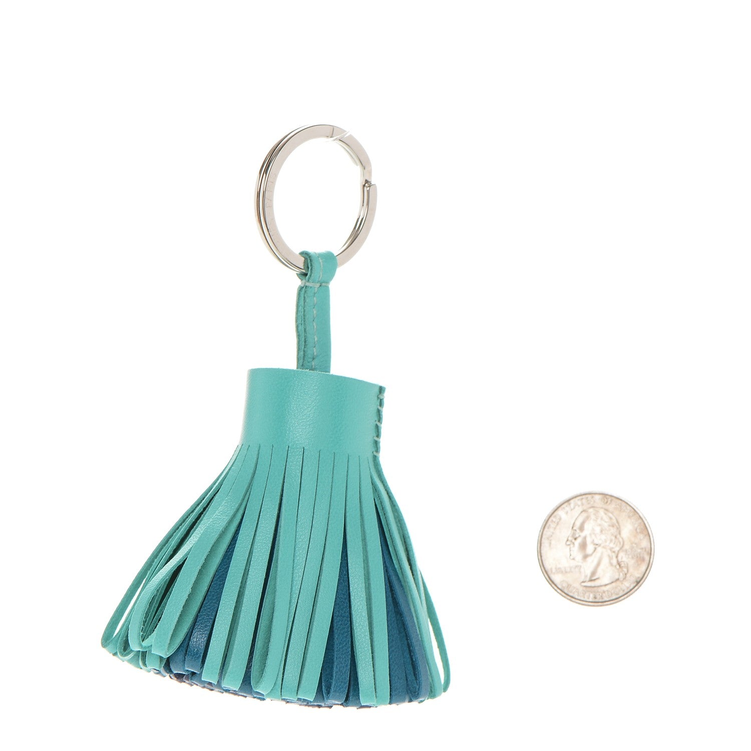 Hermes Lambskin Tri-Color Carmen Tassel Key Holder Bleu Lagoon Bleu Izmir Bleu De Malte 2 of 3