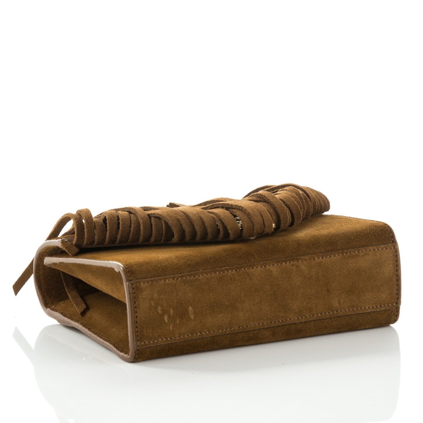 Suede Fringe Small Monogram Satchel Light Ocre