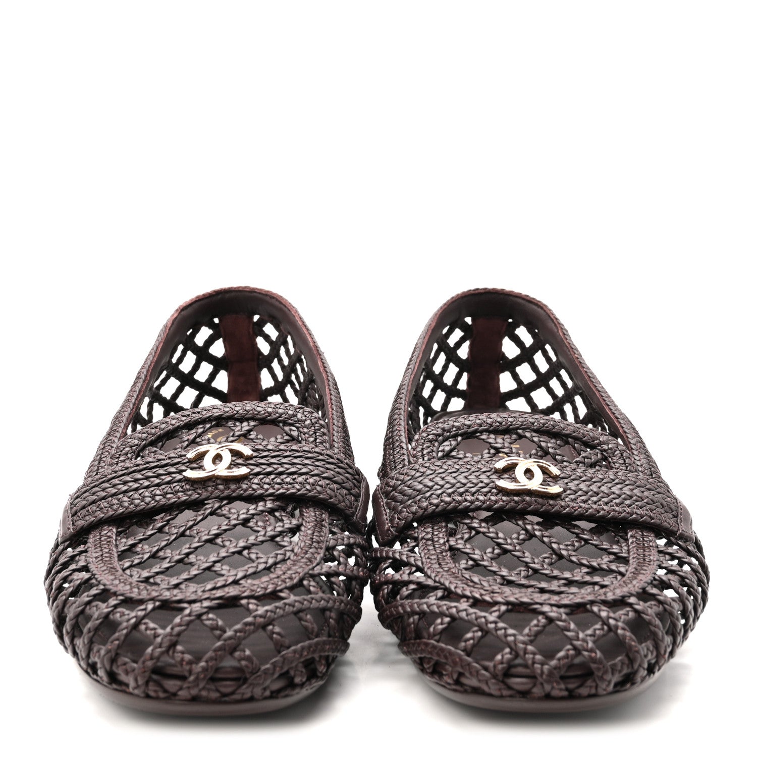 Chanel Braided Lambskin CC Mocassin Loafers 39 Burgundy 3 of 8