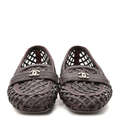 Chanel Braided Lambskin CC Mocassin Loafers 39 Burgundy 3 of 8