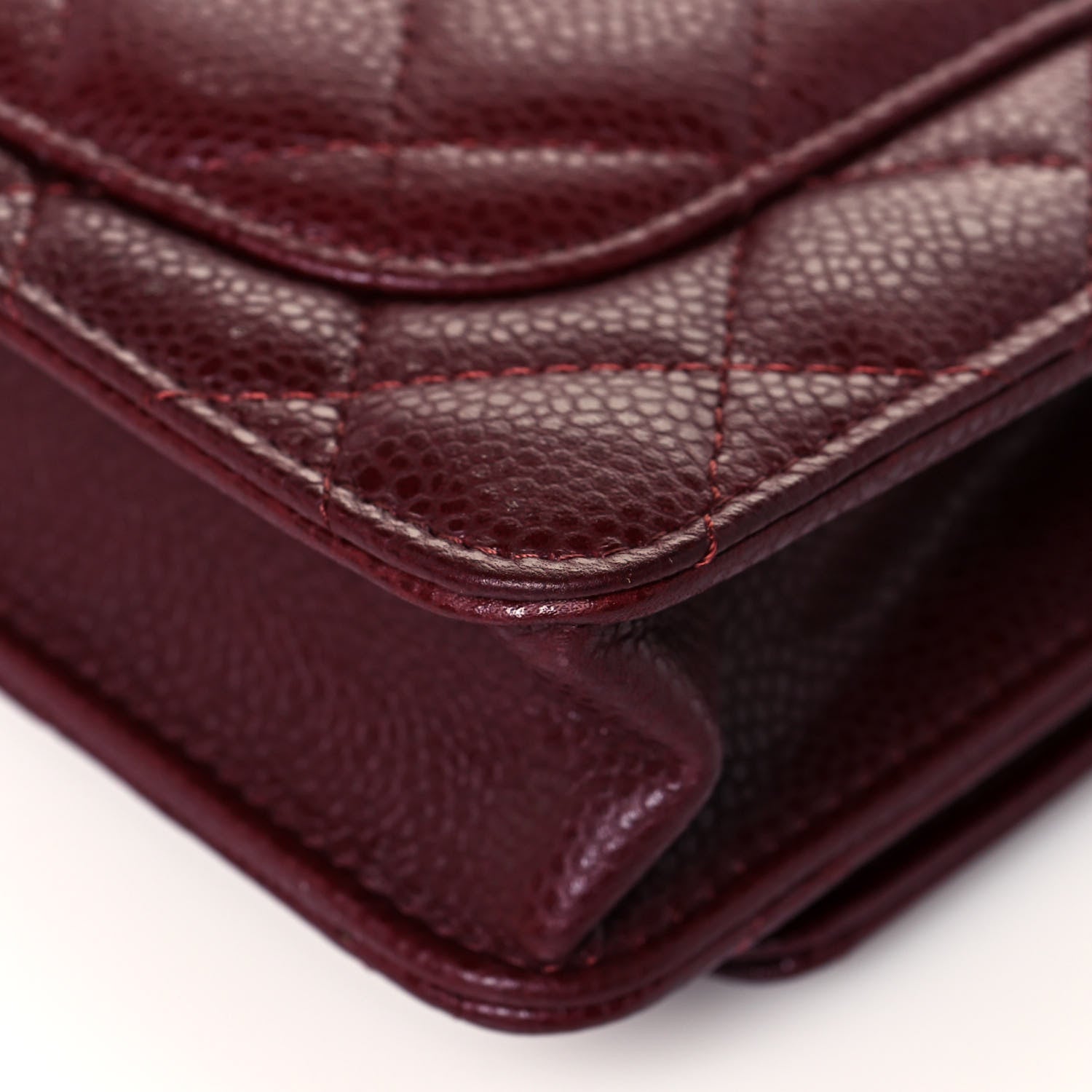 Chanel Caviar Quilted Wallet on Chain WOC Burgundy 13 of 14