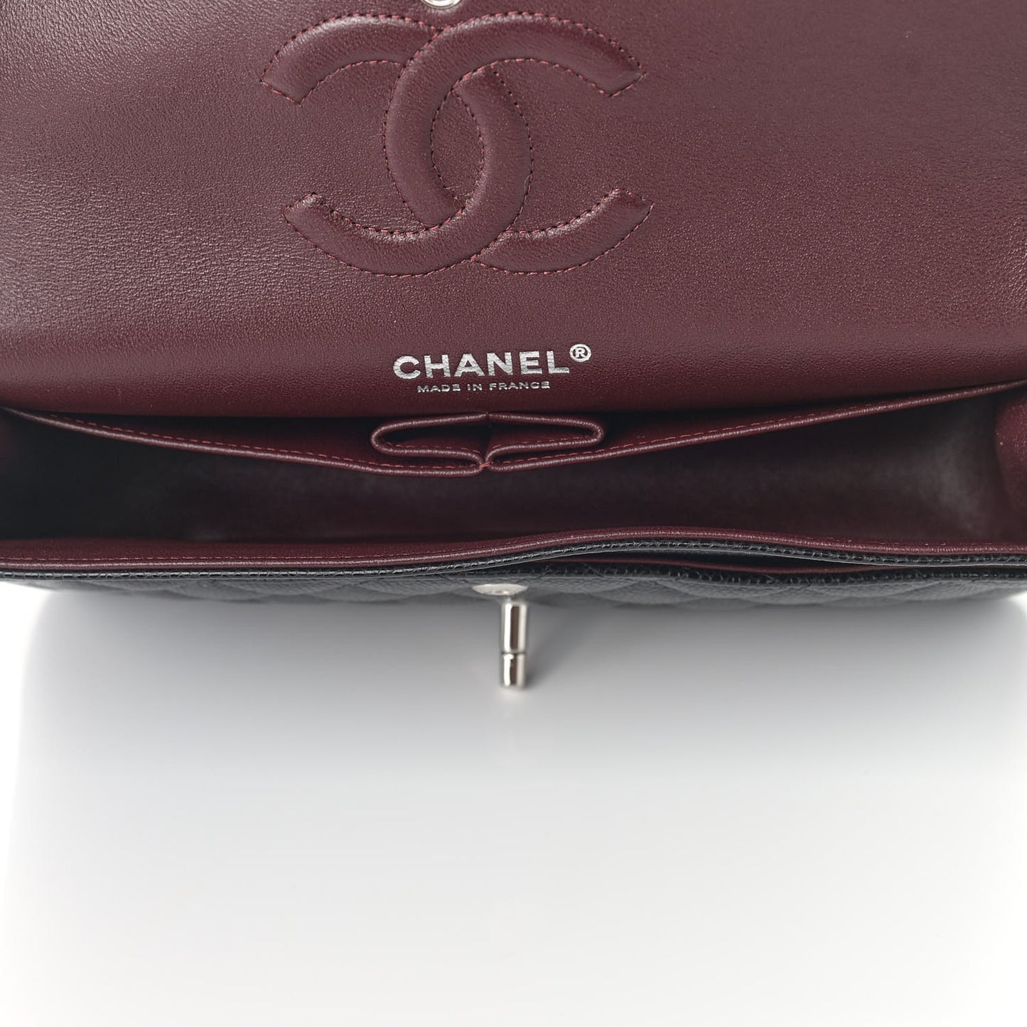 Caviar Quilted Medium Double Flap Black