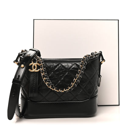 Chanel Aged Calfskin Quilted Small Gabrielle Hobo Black 11 of 11
