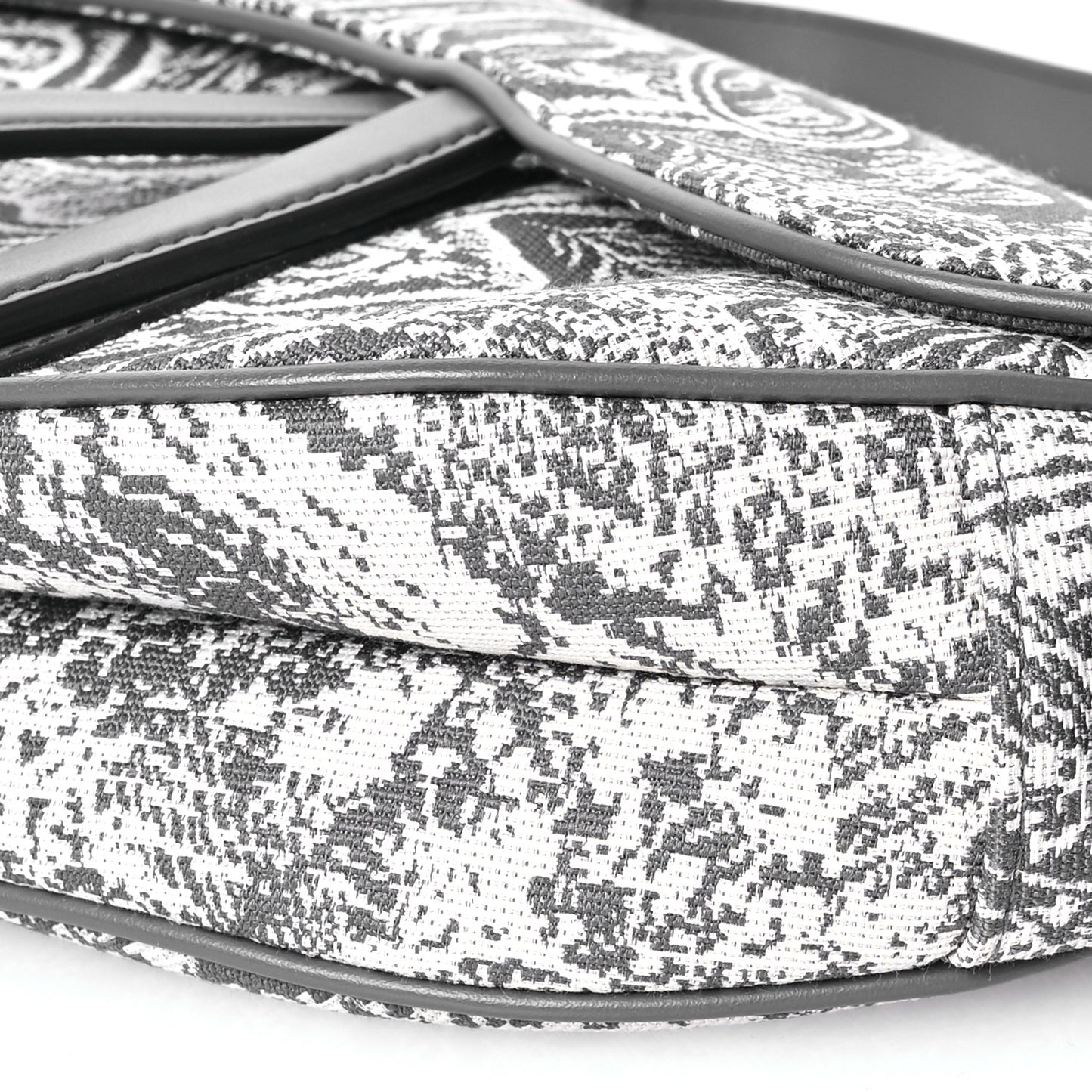 Canvas Reverse Embroidered Toile De Jouy Saddle Bag Grey