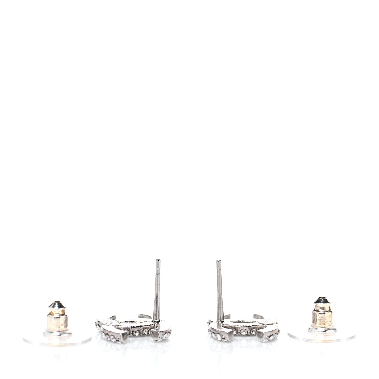 Chanel Crystal CC Earrings Silver 3 of 4