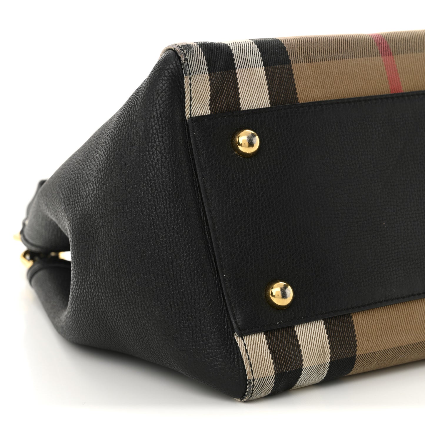 Grainy Calfskin House Check Small Canterbury Tote Black