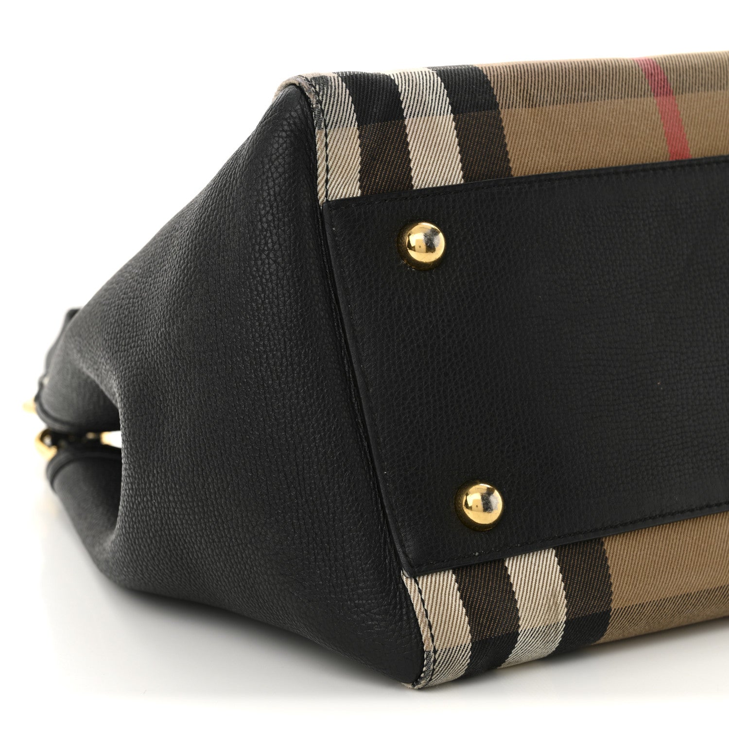 Burberry Grainy Calfskin House Check Small Canterbury Tote Black 9 of 15
