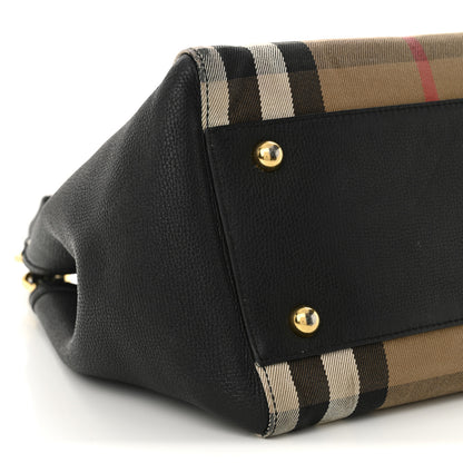 Burberry Grainy Calfskin House Check Small Canterbury Tote Black 9 of 15