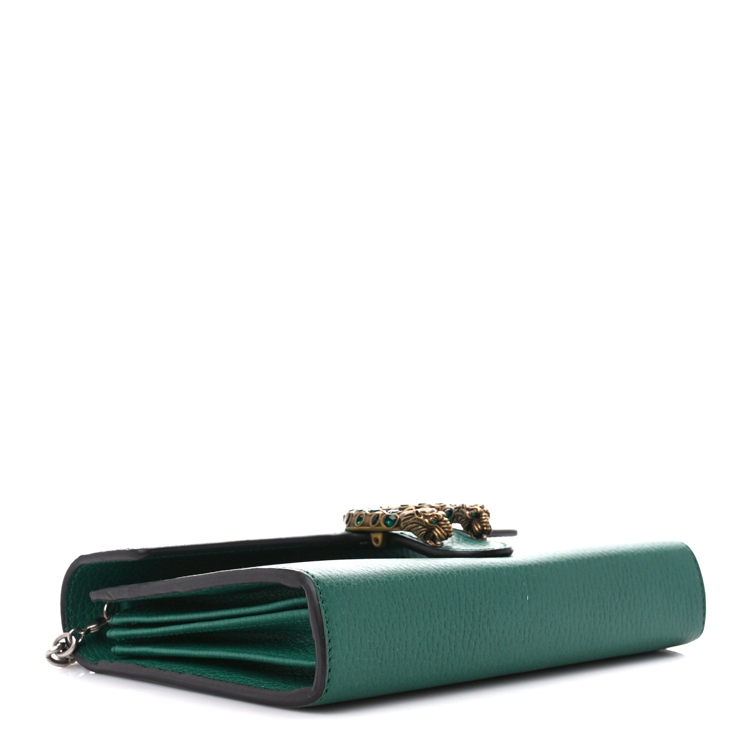 Gucci Calfskin Mini Dionysus Chain Wallet Emerald 4 of 11