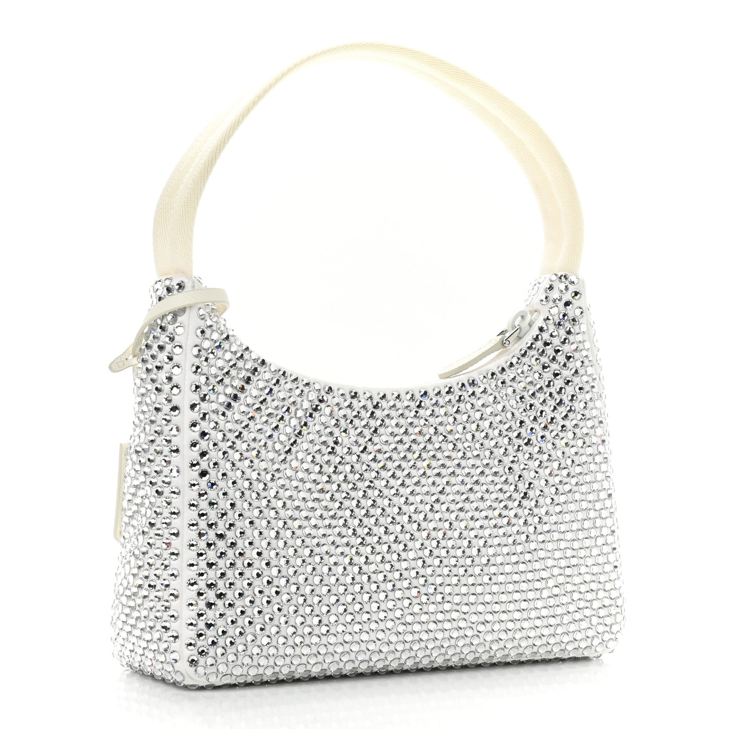 Satin Crystal Mini Re-Edition 2000 Bag White