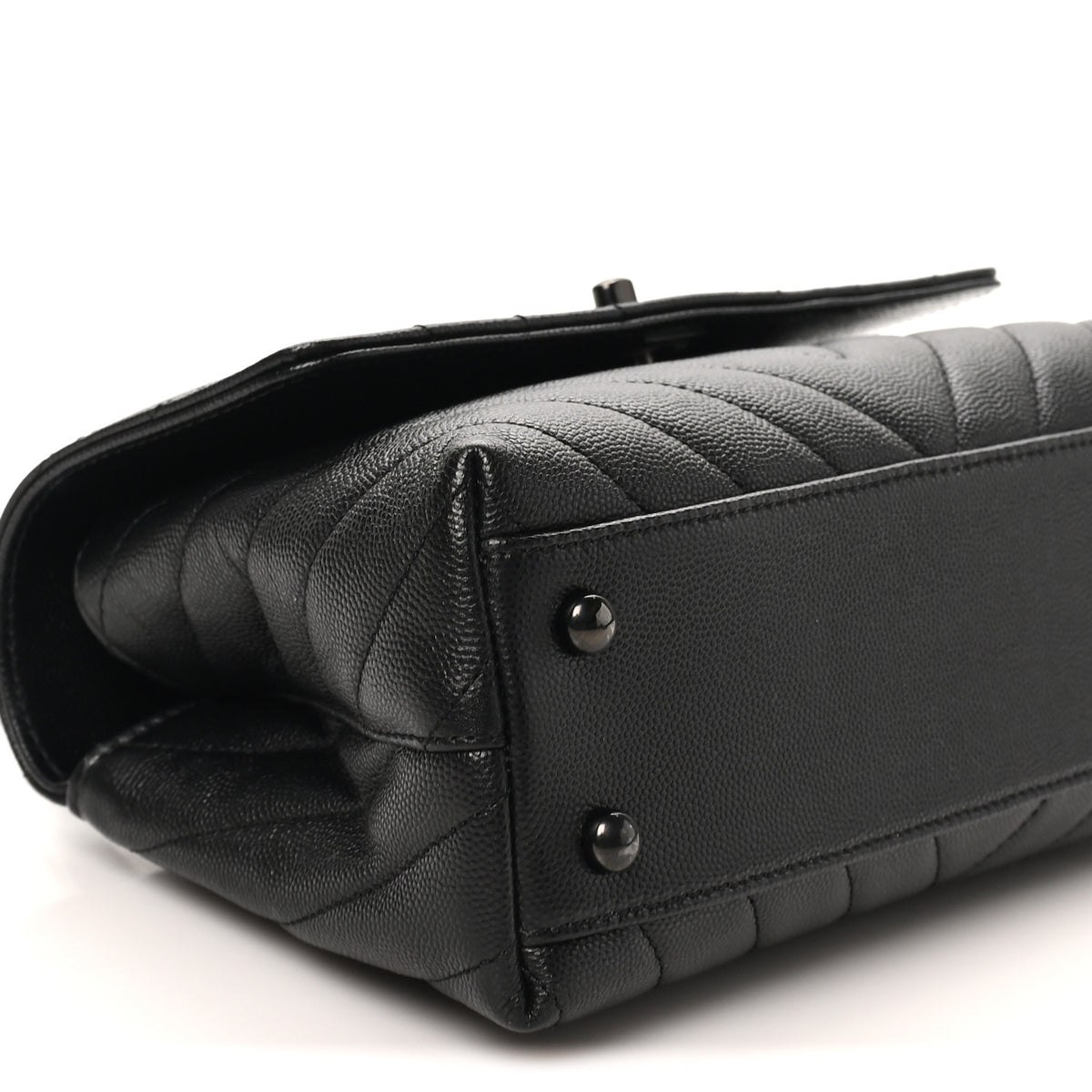 Chanel Caviar Chevron Quilted Mini Coco Handle Flap So Black 8 of 9