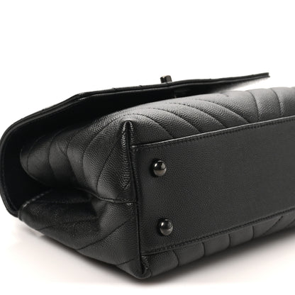Chanel Caviar Chevron Quilted Mini Coco Handle Flap So Black 8 of 9