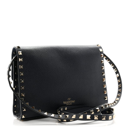 Valentino Garavani Pebbled Calfskin Medium Rockstud Flip Lock Crossbody Bag Navy 2 of 8