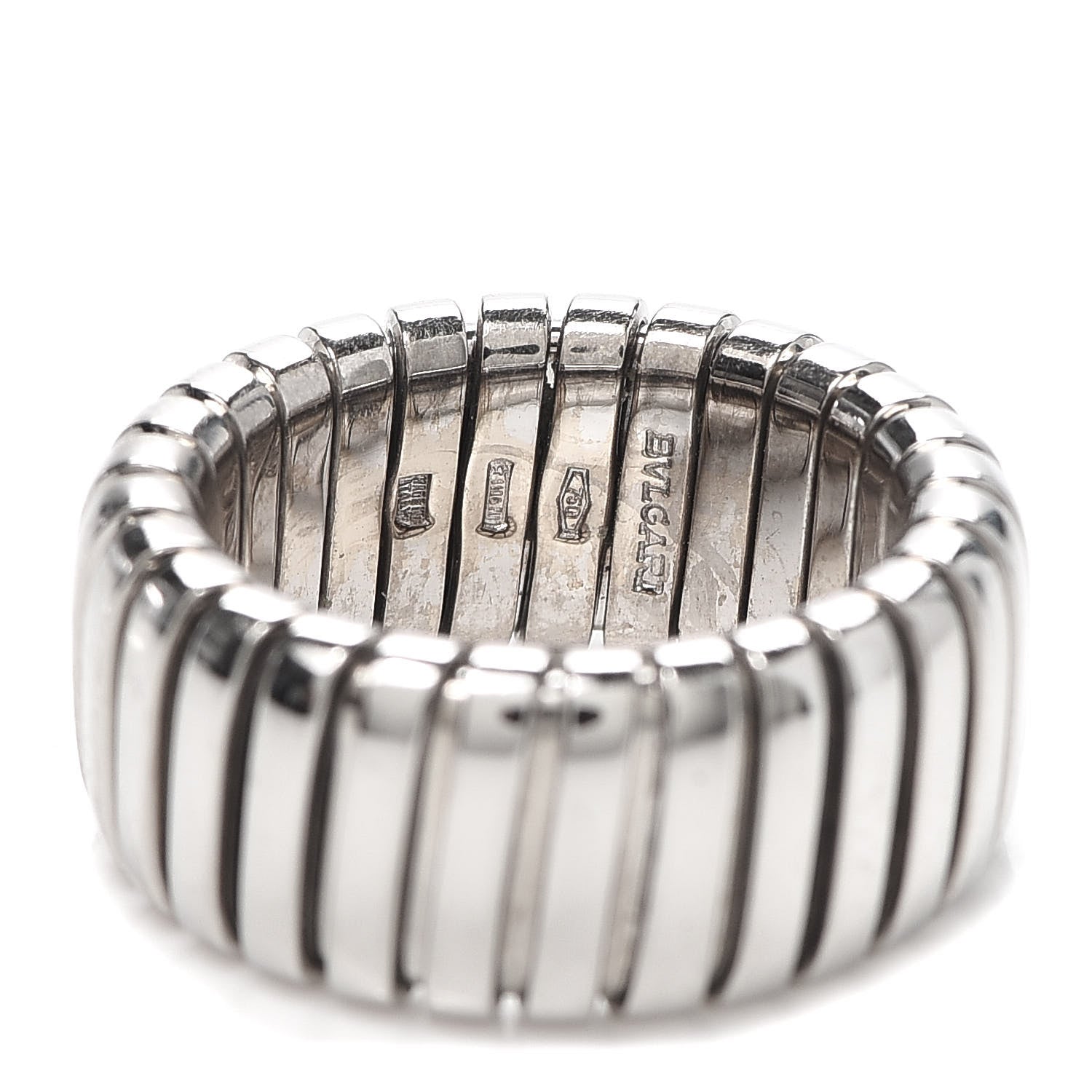 Bulgari 18K White Gold Tubogas Band Ring 52 6 4 of 5