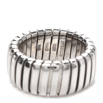 Bulgari 18K White Gold Tubogas Band Ring 52 6 4 of 5