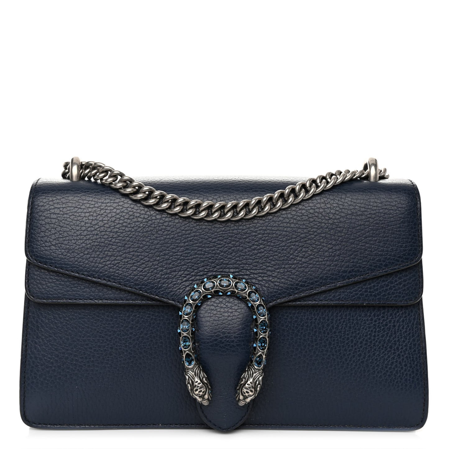 Pebbled Calfskin Small Dionysus Shoulder Bag Blue Agata