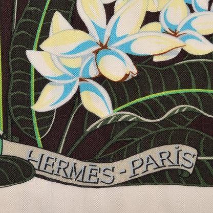 Hermes Cashmere Silk Flamingo Party Shawl 140 Blanc Vert Fuchsia 6 of 8