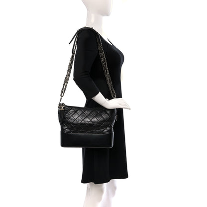Chanel Aged Calfskin Quilted Medium Gabrielle Hobo Black 2 of 13