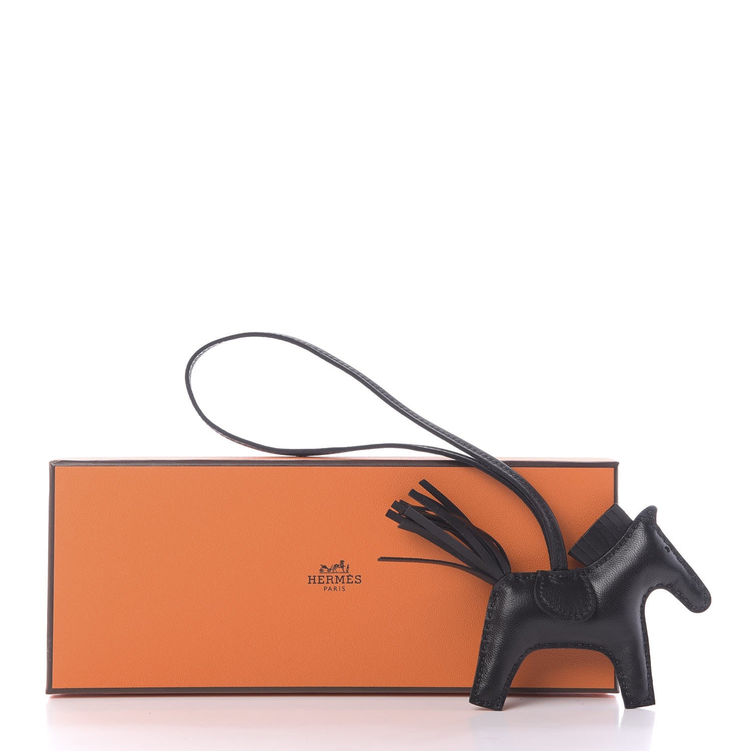 Hermes Milo Lambskin Grigri Rodeo Horse Bag Charm PM So Black 6 of 6
