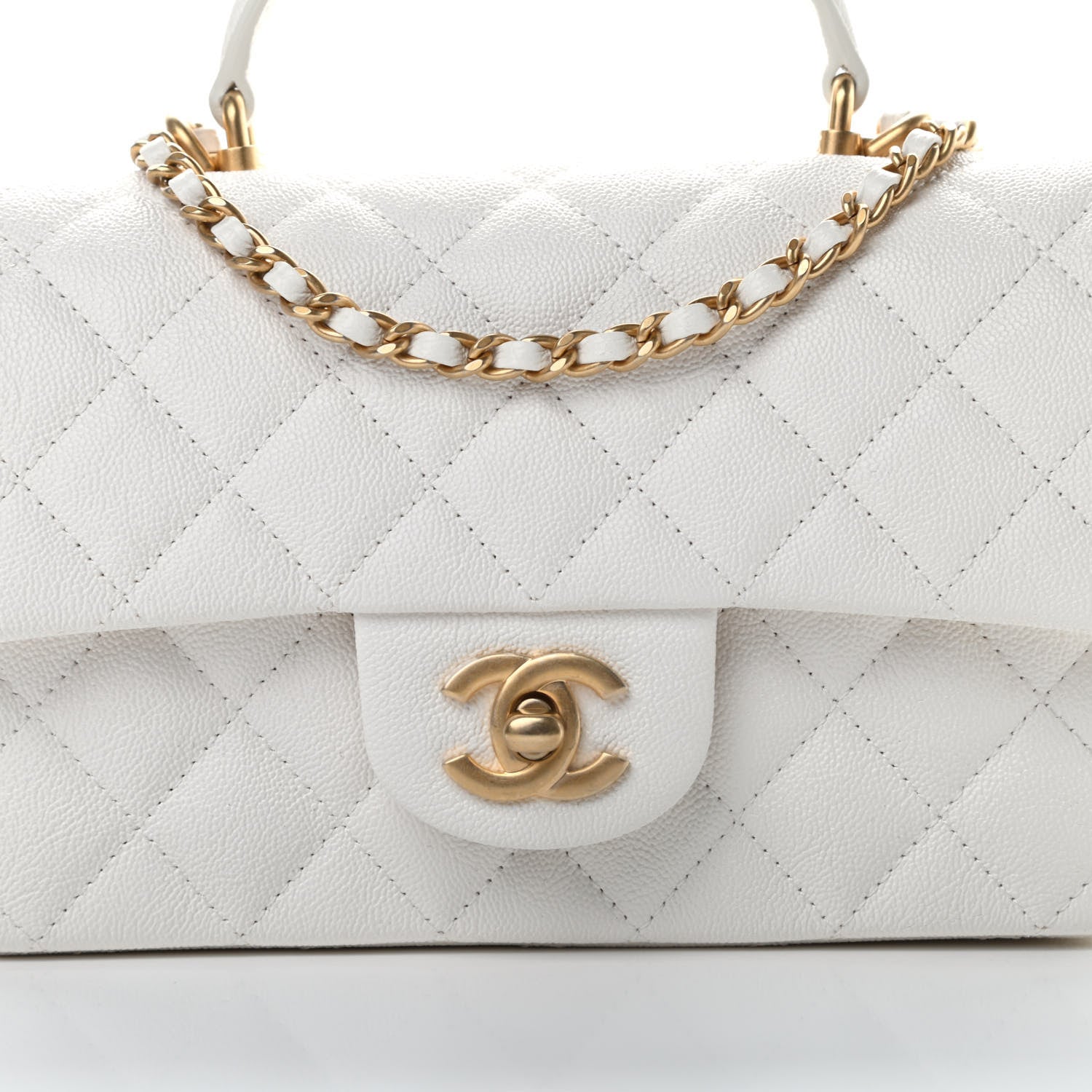 Chanel Caviar Quilted Mini Top Handle Rectangular Flap White 8 of 10