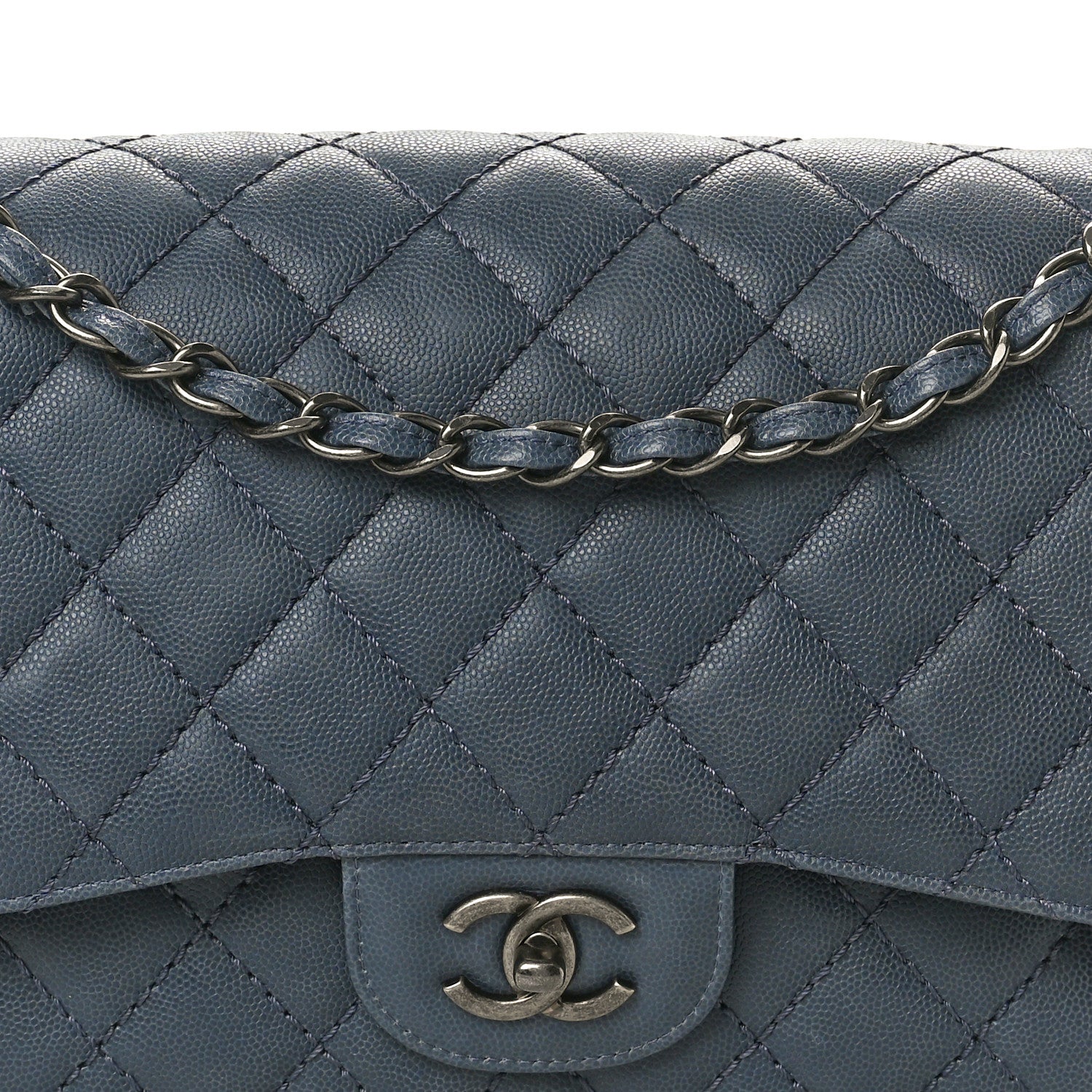 Chanel Caviar Quilted Jumbo Double Flap Grey 8 of 11