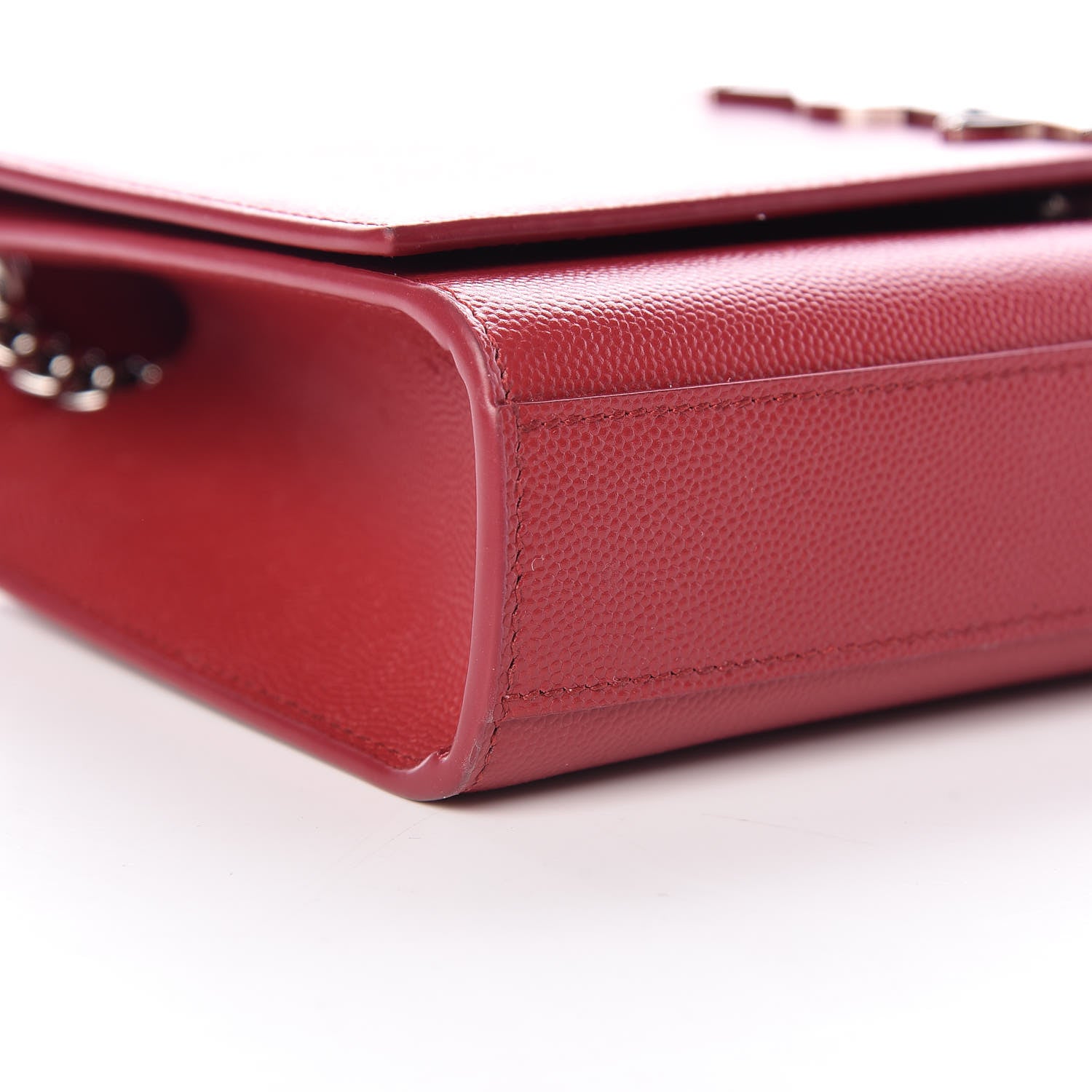 Saint Laurent Grain De Poudre Medium Monogram Kate Satchel Red 5 of 10