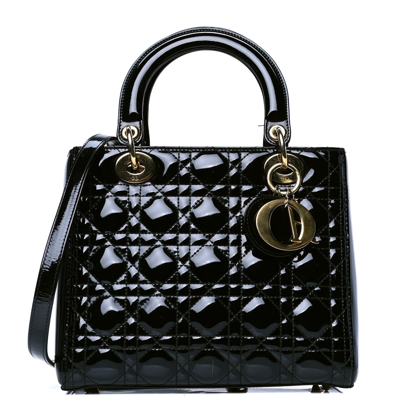 Patent Cannage Medium Lady Dior Black