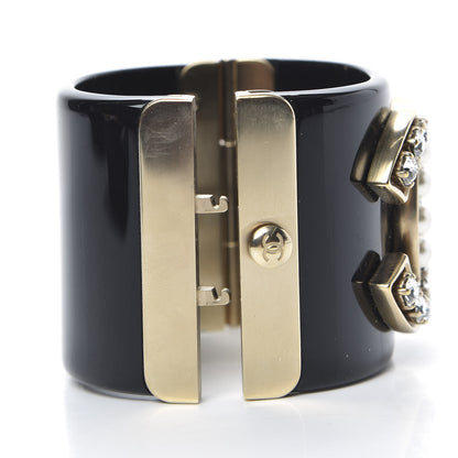 Chanel Resin Crystal Pearl CC Cuff Black 4 of 4