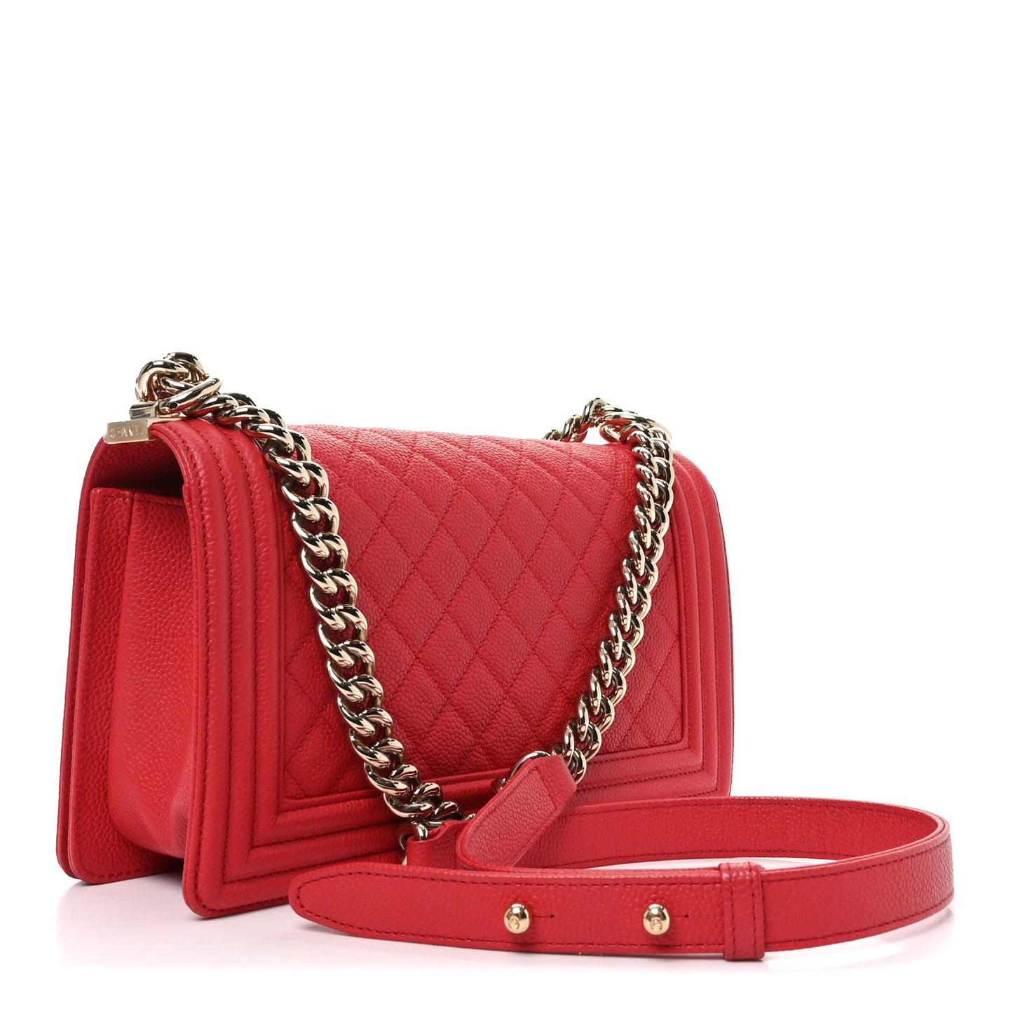 Caviar Quilted Medium Boy Flap Red