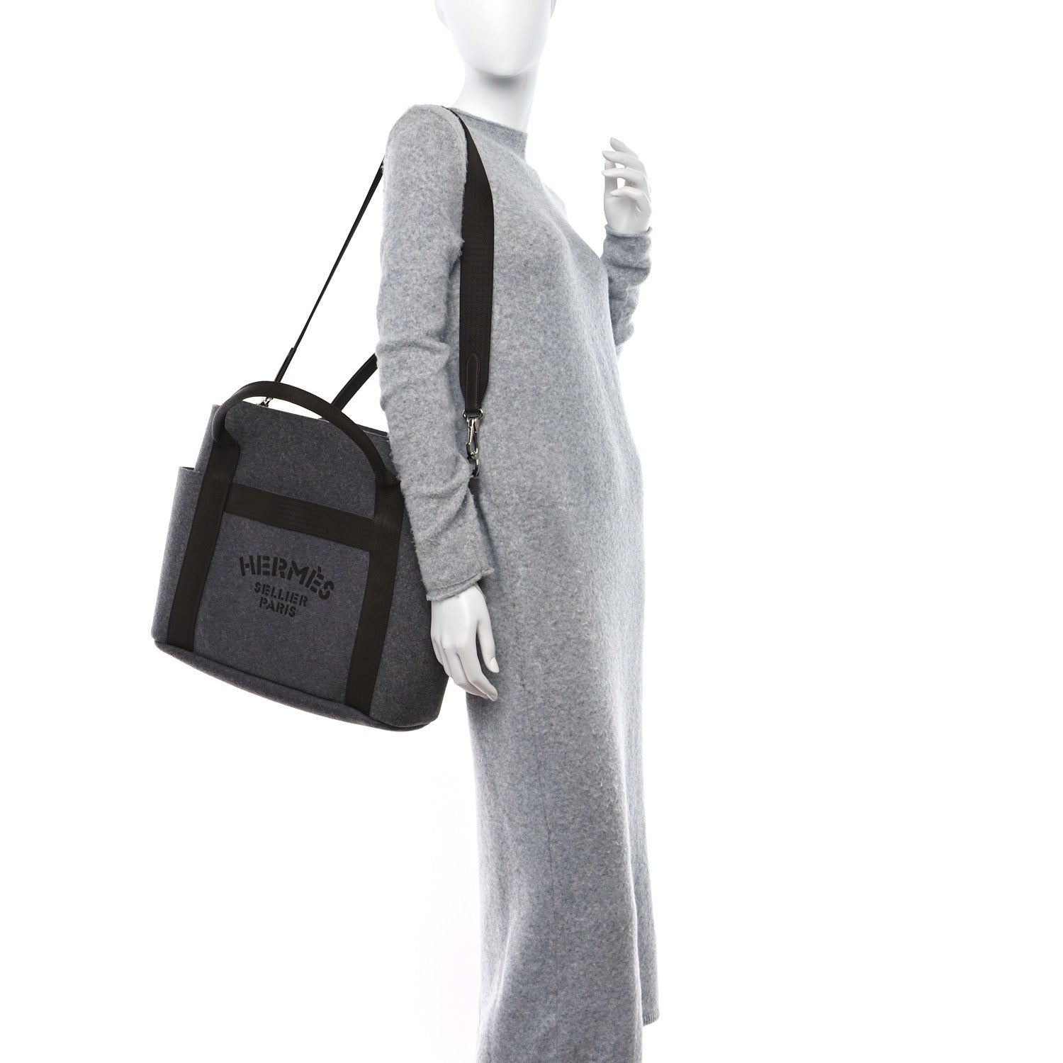 Hermes Felt Sac De Pansage Groom Bag Acier 2 of 8