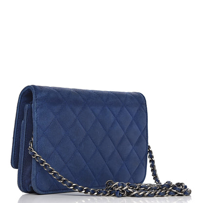 Chanel Iridescent Calfskin Quilted Wallet on Chain WOC Blue 3 of 14