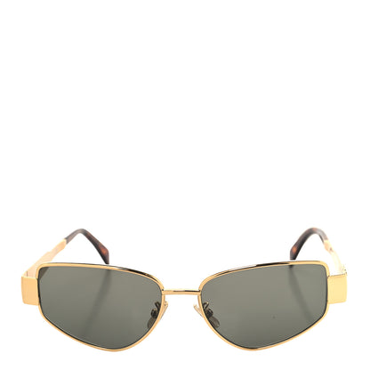 Celine Metal Triomphe Cat Eye Sunglasses CL40293U Gold Green 2 of 7
