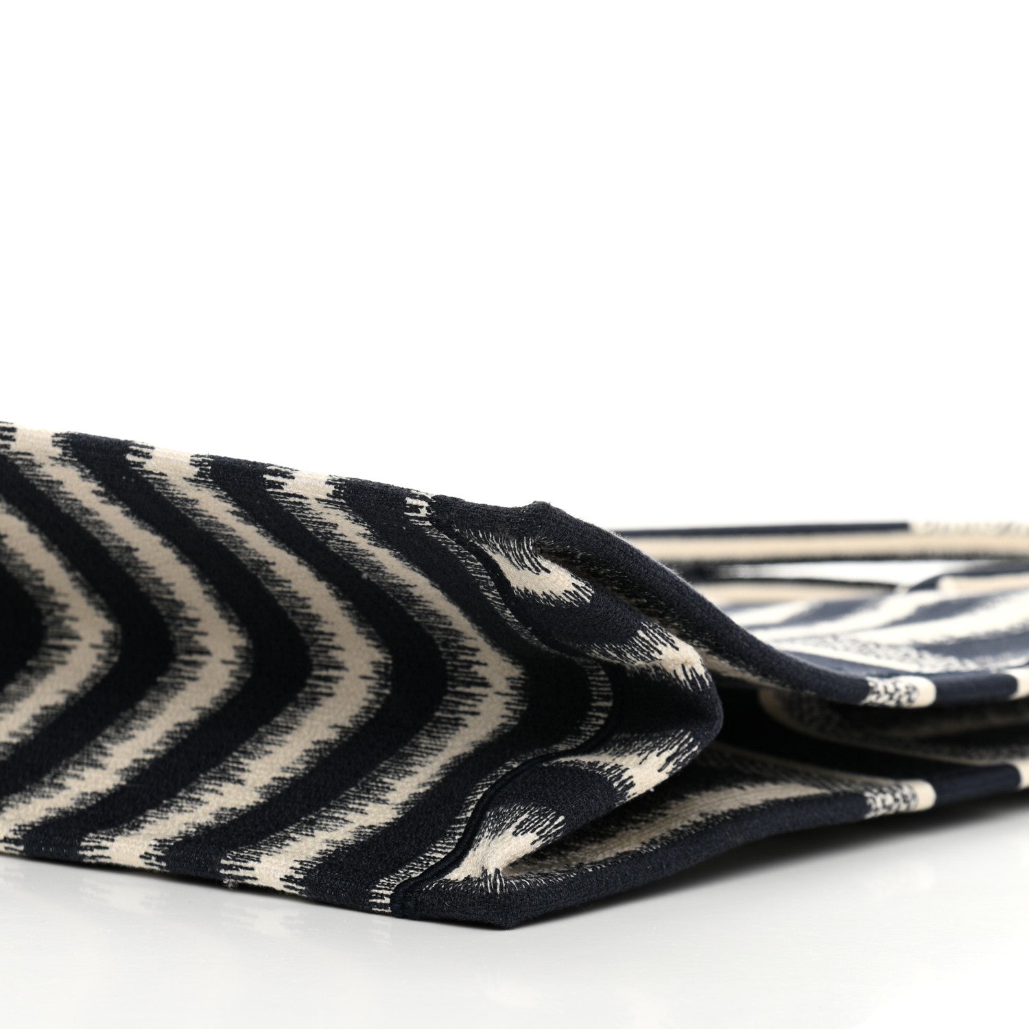 Christian Dior Canvas Embroidered Large Striped Book Tote Navy 10 of 10