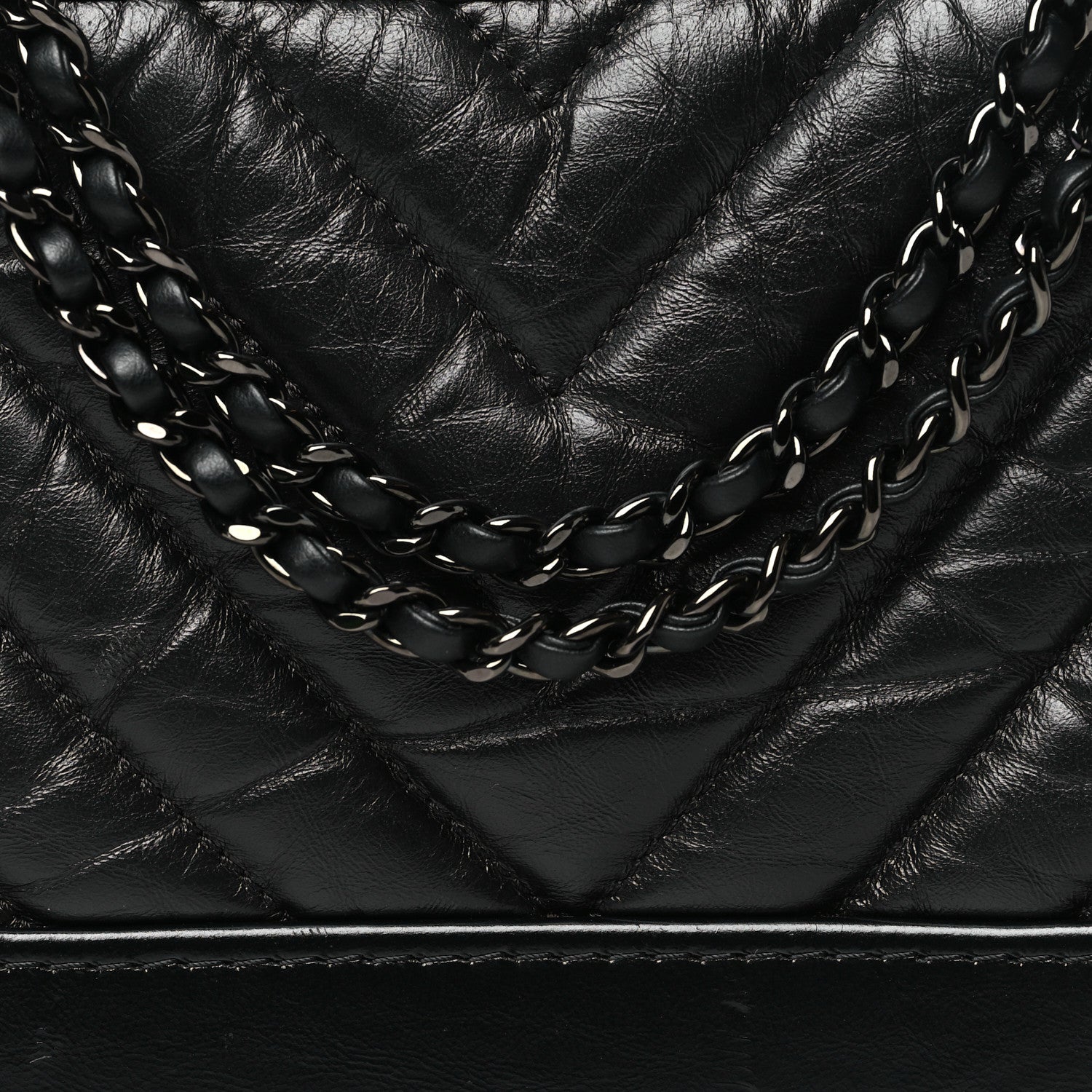 Chanel Aged Calfskin Chevron Quilted Small Gabrielle Hobo So Black 8 of 10