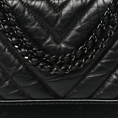Chanel Aged Calfskin Chevron Quilted Small Gabrielle Hobo Black So Black 8 of 10
