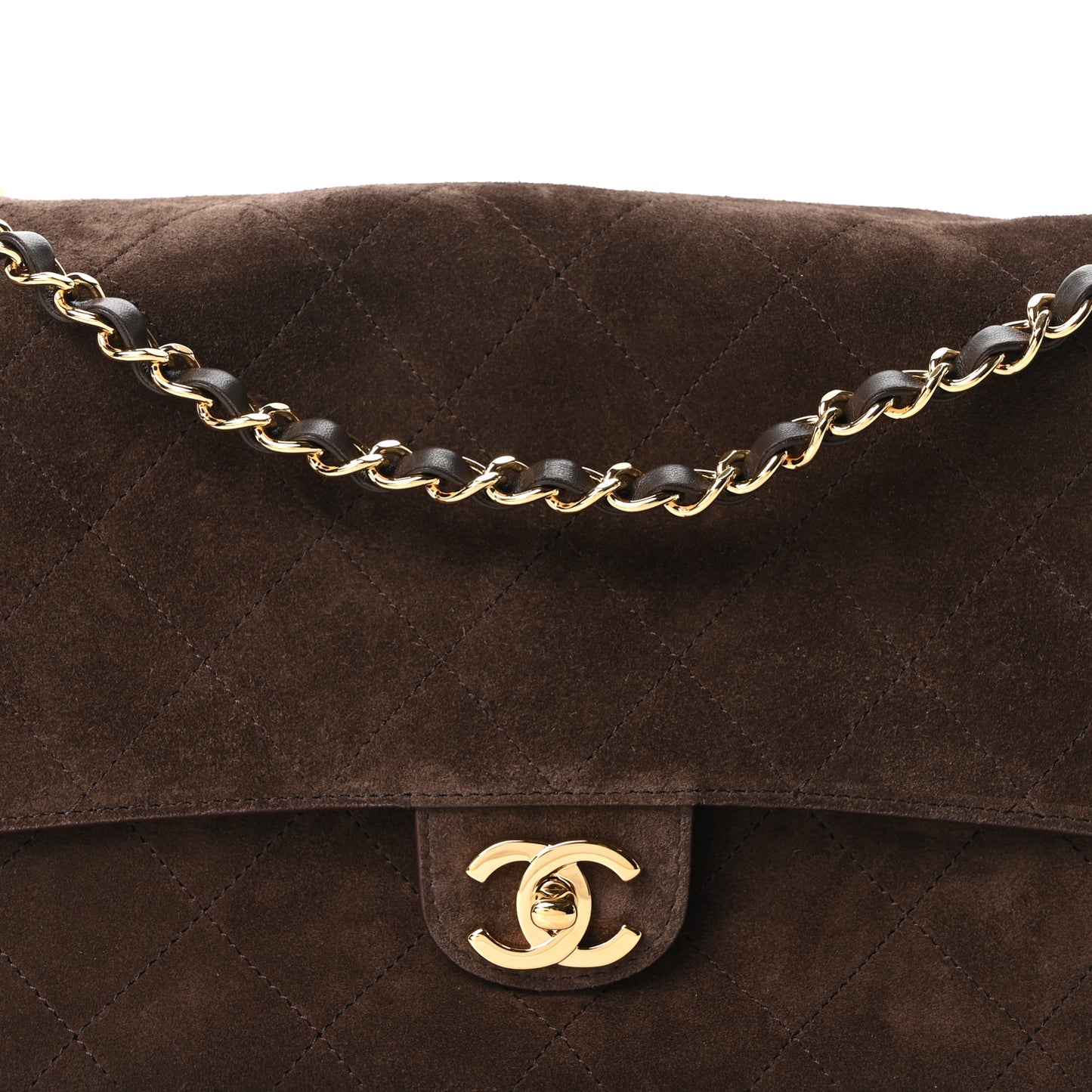 Suede Calfskin Small Souplissimo Maxi Flap Dark Brown