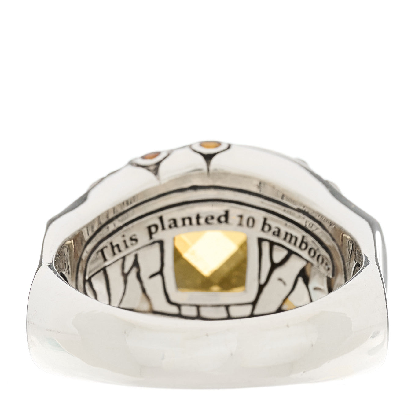 John Hardy Sterling Silver 11mm Citrine Bamboo Batu Ring 57 8 3 of 7