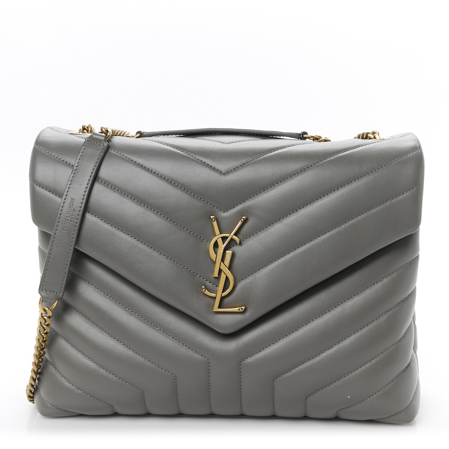 Calfskin Y Quilted Monogram Medium Loulou Chain Satchel Pebble