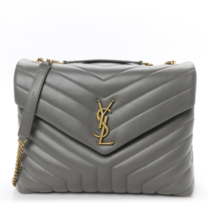 Saint Laurent Calfskin Y Quilted Monogram Medium Loulou Chain Satchel Pebble 1 of 11