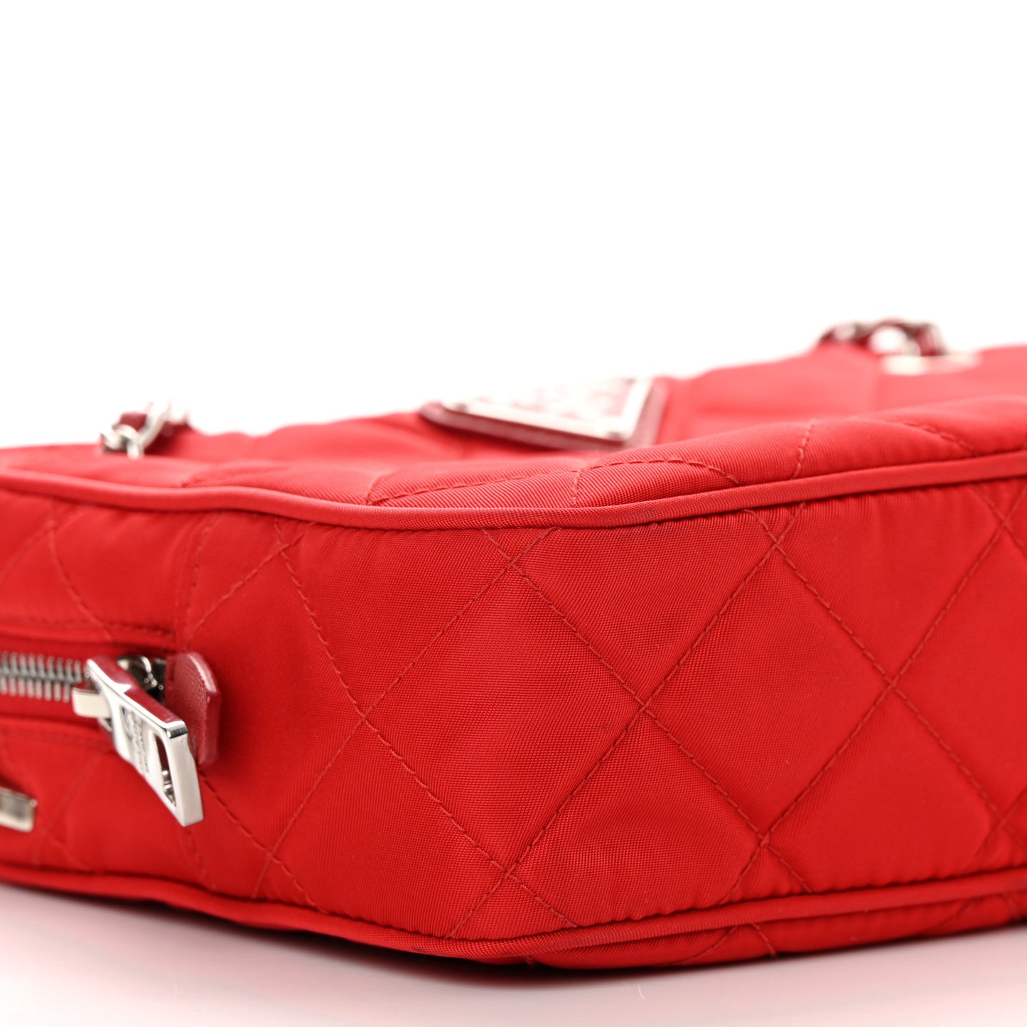 Nylon Tessuto Impuntu Quilted Crossbody Bag Rosso