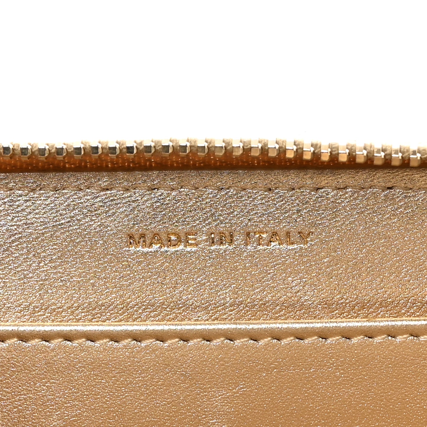 Metallic Lambskin Quilted Large Gusset Zip Around Wallet Gold