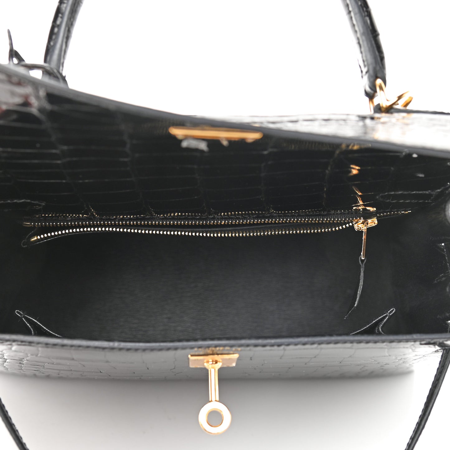 Shiny Alligator Kelly Sellier 25 Black