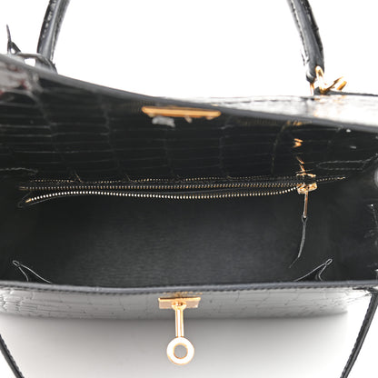 Hermes Shiny Alligator Kelly Sellier 25 Black 4 of 9