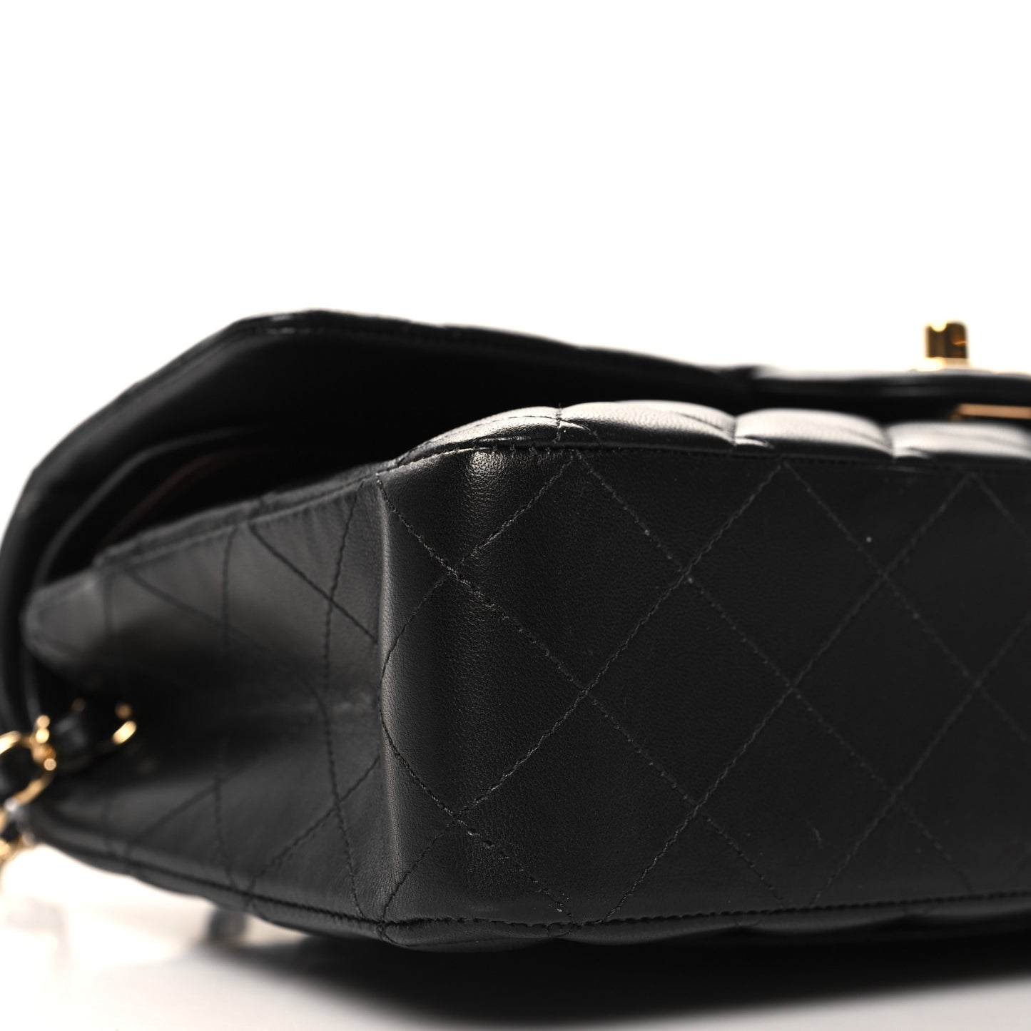 Lambskin Quilted Medium Double Flap Black