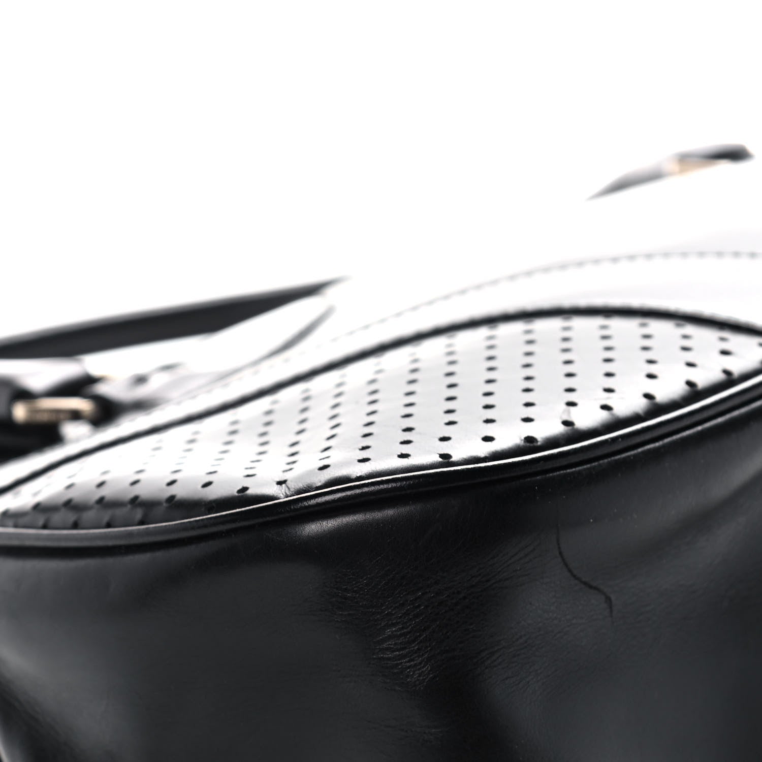 Prada Vitello Drive Perforated Bowling Bag Black 11 of 13