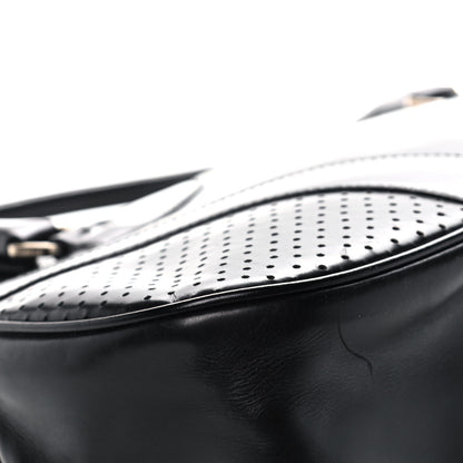 Prada Vitello Drive Perforated Bowling Bag Black 11 of 13