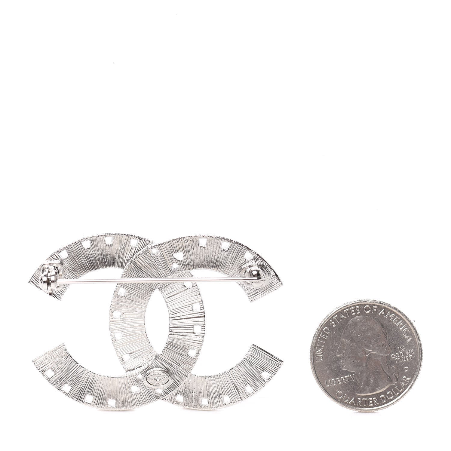 Chanel Baguette Crystal CC Brooch Silver Pink 2 of 4