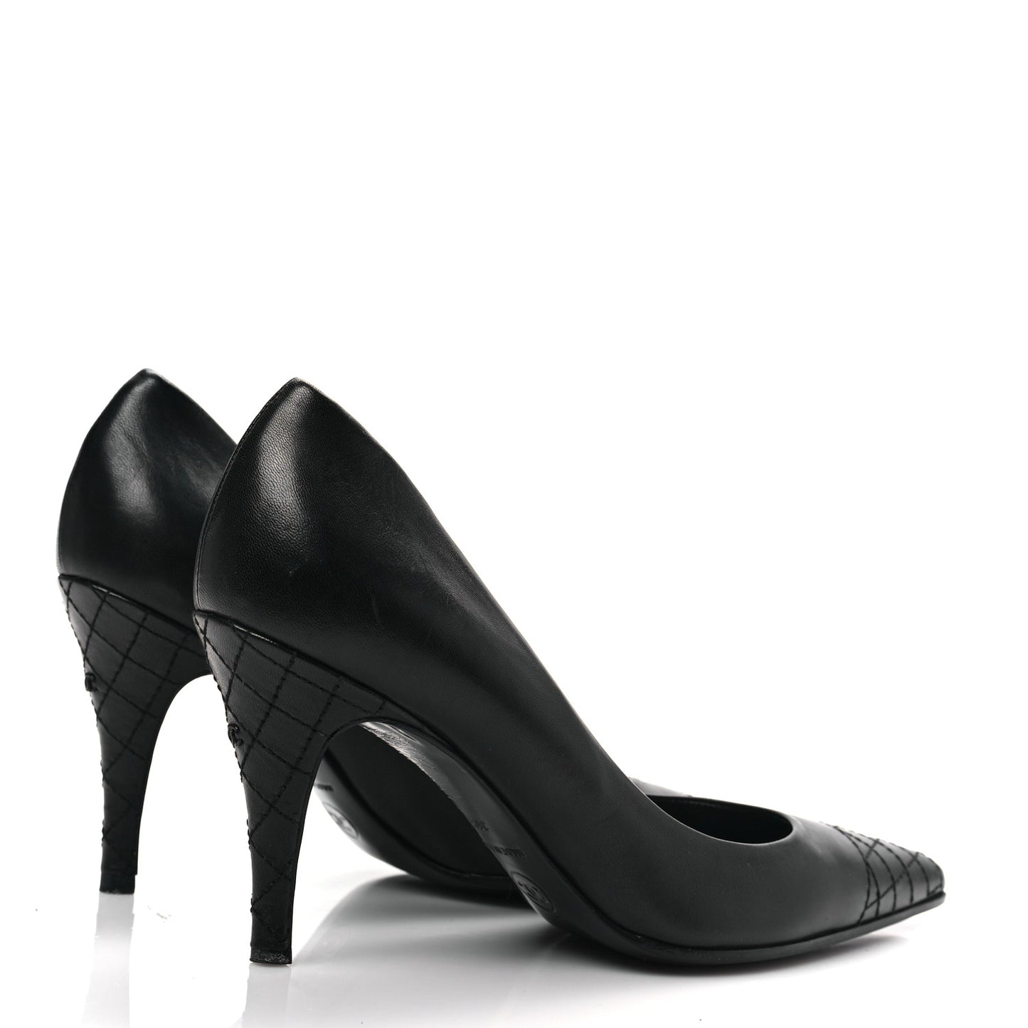 Lambskin Quilted Pointed Toe Pumps 36.5 Black