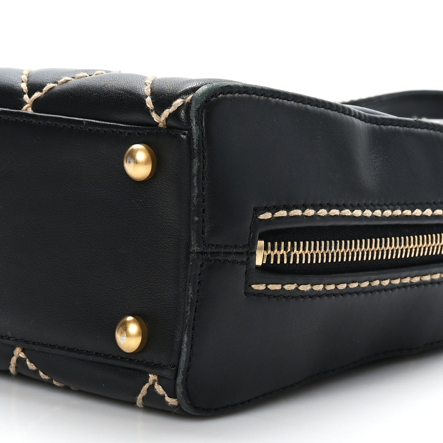 Calfskin Contrast Stitch Surpique Bowler Black
